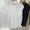 Bloups feminina sem mangas chiffon camisa moda moda mulher blusa 2024 versão coreana de design solto senso de nicho tops