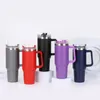 Explosiv Car Cup 40oz Handle Thermos Cup 304 Rostfritt stål Stora kapacitet Cold Straw Ice Bullion Cup 240416