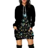 Casual Dresses Christmas Tree Women's Hoodies Dress Funny Pattern Sweater Xmas Holiday Party Clothing mode kjol Pullover