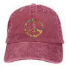 Berets Peace Sign World Love Flowers Hippie Cotton Wash Baseball Cap For Men Women Vintage Dad Hat Adjustable Lightweight Polo Style