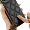 Cois de téléphone portable Case de téléphone en cuir PU électroplate de luxe pour iPhone 14 plus 12 13 14 Pro Max Square Rhombus Protection de la caméra J240418