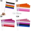 Pride Transgender Gay 14x21cm Stick Flag Lesbian Rainbows Banner LGBT Rainbow Flags With Flagpole Handheld Banners Th1017 S Pole S