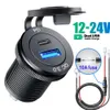 새로운 USB 내장 소켓 자동차 보트 용 야외 캐러밴 12V 콘센트 오토바이 방수 12V/24V QC3.0 USB 빠른 충전기