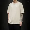 Men's Suits B1694 Summer T Shirt Casual Loose Cotton Short Sleeve T-Shirt Mens Top Tee Men