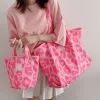 Buckets Hylhexyr Pink Leopard Shoulder Bag Women's Large Capacity Casual Totes Ladies Cute Canvas Bags Bucket Handbag 2021 NEW