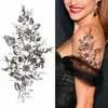 Sexy Flower Bird Temporary Waterproof Tattoo Sticker Girl Butterfly Dreamcatcher Cross Body Arm Sleeve Chest Fake Totem Women 240418