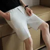 Mens Waffle Fabric Casual Shorts Summer Suits Men Solid Color Business Dress Social Slim Fit Wedding Streetwear 240415