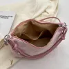 Hobos Women's Pink Clouds Shoulder Bag Winter Delicate Medium Stripe Female Tote Handbag Portable Nylon Cloth Ladies Armpit Hobos Bags