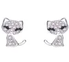 Cat shape Shining Stud Earring 925 Sterling Silver CZ Diamond Women Wedding Jewelry Earrings with BOX summer gift33432674324