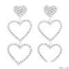 Dingle ljuskronorörhängen 2023 Spring Metal Rhinestone Mti-Layer Heart Bridal Luxury Jewelry Womens Fashion Accessories Drop Delivery DHV0L