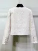 Arbeitskleider Frühling 2024 Frauenanzug Pearl Diamond Knöpfe Pailletten Dekorierte kurze Jacke oder hoch taillierte A-Line-Rock