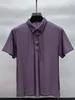 T-shirt de manga curta e moda de luxo e elegante lapela de lapeel verão de alta qualidade de seda de seda respirável camisa polo casual para homens 240408