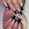 Valse nagels 24 stks lange kist nep nagels spider spin spook patroon pers op nagels tips voor meisje vrouwen draagbare Halloween manicure kunstbenodigdheden y240419 y240419