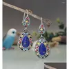 Kolczyki żyrandolowe Dangle Vintage Lapis Gold Kolor Stone Bohemian Ethnic Green Orc Pendant Partia Biżuteria Dostawa Dhsos