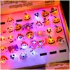 Feestdecoratie 50 stks Halloween LED knipperend licht ringen horror pumpkin spin spider glow vinger voor kinderen cosplay benodigdheden drop del dh2al