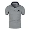 J Lindeberg Golf Tシャツメンズゴルフ服夏の快適な通気性クイックドライショートドライティーメンポロラグジュアリーTシャツ240419