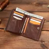 Кожаные кожаные кошельки для кошелька для мужчин короткие бифона винтажные мужские кошельки роскошные бренды zip монеты держатели карт держатели карт Money Clip
