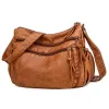 Sacs 2023 Femmes Rétro Sac à bandoulière Simple Ultra Soft Washed Cuir Multi Pockets Corée des épaules légères coréennes Messenger