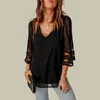 Camicette femminile europea e americana Amazon V-Neck Half Sleeve Ramad Chiffon Shirt