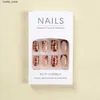False Nails 24pcs Brown French Fake Nail Patch Crocodile Pattern Artificial Nail Tips for Women Lady Wearable Full Cover Press On Nail Y240419 Y240419