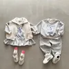 Girl Dresses Born Baby Boy Cotton Hoodie Lapel Dress Infant Toddler Stripe Sport Sweatshirt Suit Spring Autumn Clothes 0-2Y