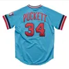 스티치 야구 유니폼 34 Kirby Puckett 1984 남자 여자 청소년 S-4XL 메시 클래식 레트로 저지