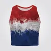 Damestanks meisje crop top splash pigment iridescentie kunst vlag vrouwen kort vest o-neck sexy 3d print blote schouders kleding