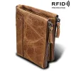 Portefeuilles echte koe lederen heren portemonnee gratis verzending RFID dubbele rits kaarthouder hoge kwaliteit vintage munt clip wallet 2023 nieuw