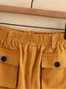 Плюс размер женская одежда летние эластированные талию шорты тонкие повседневные брюки с трехмерным карманным украшением 3xl5xl 240411