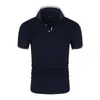 100% coton Polo Men Shirt Contraste Couleur Couleur d'été Streetwear Casual Fashion Tops 240403