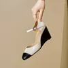 Обувь для обуви (YYDD) бренд подлинные кожаные классические клинья смешанные цвета Женские насосы сладкие свадебные вечеринки 34-39