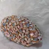 Bags 100% Handmade Pink Rhinestone Diamond Party Clutch Purse Flower Crystal Evening Bags Lady Wedding Bridesmaid Clutches Minaudiere