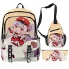 BASS GENSHIN Impact Hutao Studenti della scuola media Primary Girl Girls Backpack 3D Oxford Waterproof Laptop Borse Borse da viaggio per la scuola