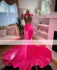 Fuchsia Sequined Satin Prom Dresses For Black Girls 2024 Mermaid Backless Evening Party Dress Vestidos De Gala BC18659