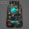 Sac à dos mode lumineux dessin animé Jurassic Park Dinosaur Galaxy Plaid Children School Sac adolescents Étudiant sacs d'études