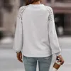 T-shirts pour femmes Femmes longues manches bouffantes Elegant Lace Lace Hollow Out Loose Fit Pullover Shirt Commuts Tops Dames Casual Automne Spring Vêtements