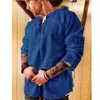 Mentille de style vintage Mente de lin viking ancien costume de costume médiéval homme à manches longues T-shirt rétro 240418