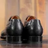 Kleiderschuhe Sipriik Mens Echtes Leder Italienisch Custom Vintage Brogues Männliche Schuhe Goodyear Welted Black Office