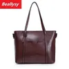 Kvällspåsar Retro Split High Leather Female Handväskor Stenmönster Vintage Axel Messenger Bag Solid Women Big Casual Tote for Girl