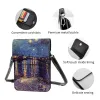 Väskor Vincent Van Gogh Shoulder Bag Starry Night Over the Rhone Business Leather Mobile Telefon Bag Woman Bulk Vintage Påsar