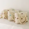 Bags Korean Style Mommy Bag Baby Care Diaper Bags Nappy Storage Pouch Bear Olive Embroidery Cotton Zipper Women Shoulder Bag Handbag