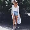 Lace Tunics for Beach White Bikini Cover Up Cardigan Bathing Suit Borduursel Robe de Plage Kaftan