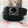 Fashion Double-sided Lychee Grain Loewe Belt Luxury Men Women Designer Width 3.8cm Gold Silver Smooth Buckle Leather Belts 9fmt