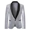 Gold glänzende Männer Blazer Jacken Pailletten stilvolle DJ Club Graduation Solid Anzug Blazer Stage Party Hochzeit Outwear Blazers Kleidung 240408