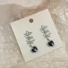 Dangle Earrings MENGJIQIAO Wholesale Fashion Design Irregular Metal Drop For Women Trendy Rhinestone Black Heart Brincos Jewelry Gifts