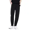Men's Pants Men Elastic Waist Suit With Ankle-banded Pockets For Gym Training Business Wear Lightweight Ice Comfort