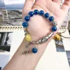 geomancy accessory Design High-end Wheat Ear Barley Koi Heavy Industry with A Blue Sugar Heart Agate Wax Sier Crystal Bracelet