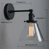 Vägglampa phanthyindustrial sconce 1-Light 7.3 "Cone Light Fixture för badrum kök sovrum (svart)