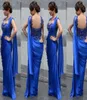 Applique Saree Dress Evening Dresses O Neck Sleeveless Mermaid Floor Length Sheer Backless Vestidos De Pleats Chiffon Evening Gown1144769