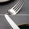 Steel 4pcs/مجموعة أدوات المائدة الذهب المائدة الجليدية سكين مقاوم للصدأ ملعقة شوكة مجموعة المطبخ أدوات طعام